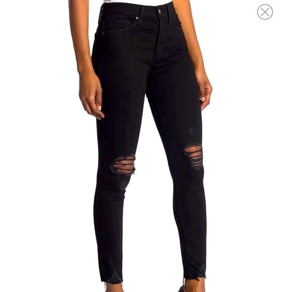 Joe’s Jeans High Rise Distressed Skinny Ankle Fray Black NEW